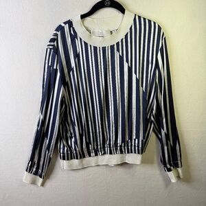 Thakoon Addition Silk Satin Brocken Stripes Print Pullover Top Blouse Size 6